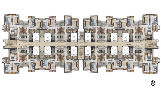 Floor plan designs for 2 and 3 BHK senior-friendly homes at Serene Bilvani One with dimensions and layouts